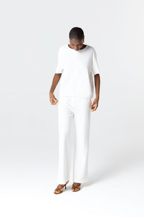 Camiseta blanca sin mangas y cuello redondo de algodón orgánico / poliamida - MAJESTIC FILATURES