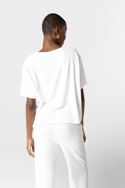 Camiseta blanca sin mangas y cuello redondo de algodón orgánico / poliamida - MAJESTIC FILATURES