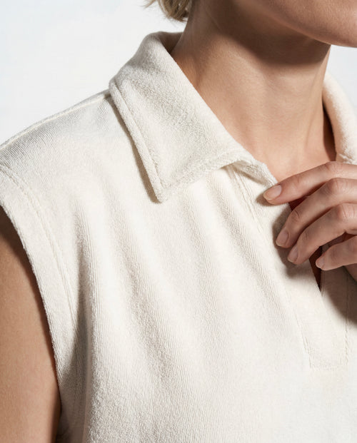 Ärmelloses Polo-Shirt aus Bio-Baumwolle/Polyamid in Weiß - MAJESTIC FILATURES