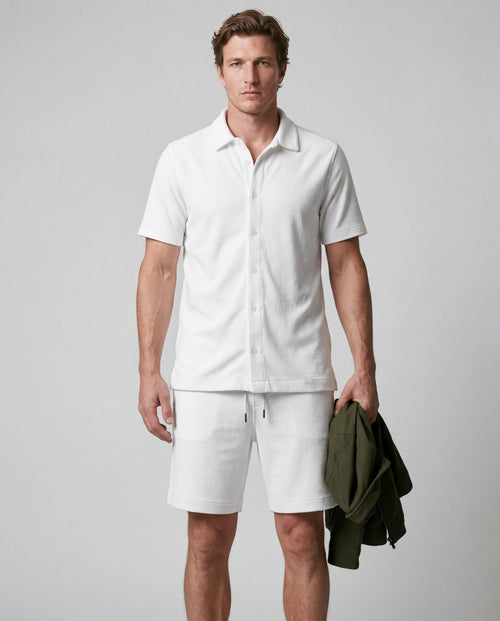 Camisa blanca de manga corta de algodón orgánico/poliamida - MAJESTIC FILATURES