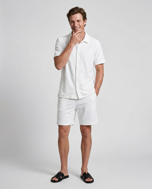 Camisa blanca de manga corta de algodón orgánico/poliamida - MAJESTIC FILATURES