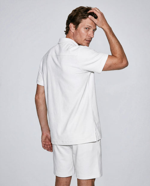 Camisa blanca de manga corta de algodón orgánico/poliamida - MAJESTIC FILATURES