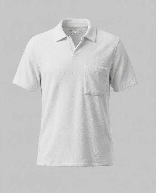 Polo blanco de manga corta de algodón orgánico/poliamida - MAJESTIC FILATURES