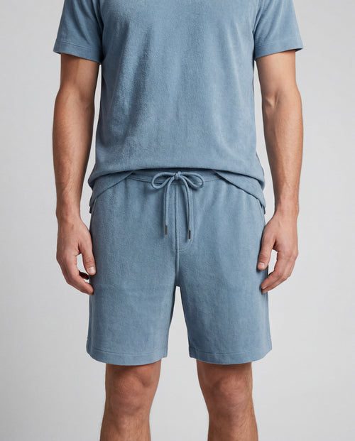 Shorts aus Bio-Baumwolle/Polyamid in Blau Calanques - MAJESTIC FILATURES