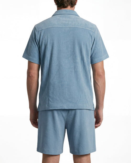 Shorts aus Bio-Baumwolle/Polyamid in Blau Calanques - MAJESTIC FILATURES