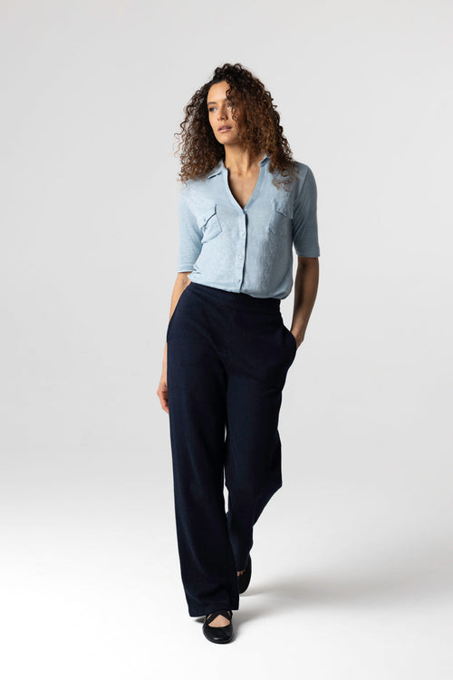 Pantalon Marine en Coton / Lin / Coton organique - MAJESTIC FILATURES