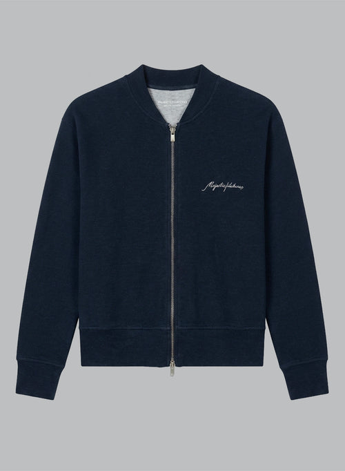 Langärmelige Jacke aus Baumwolle / Leinen / Bio-Baumwolle in Marineblau - MAJESTIC FILATURES