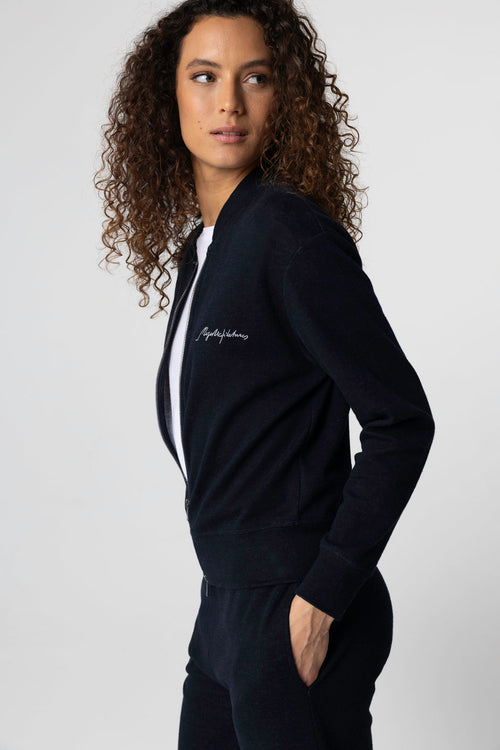 Langärmelige Jacke aus Baumwolle / Leinen / Bio-Baumwolle in Marineblau - MAJESTIC FILATURES