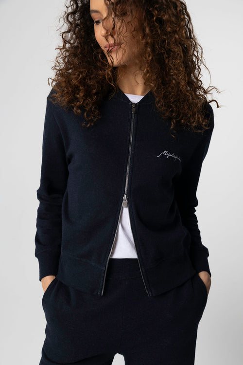 Langärmelige Jacke aus Baumwolle / Leinen / Bio-Baumwolle in Marineblau - MAJESTIC FILATURES