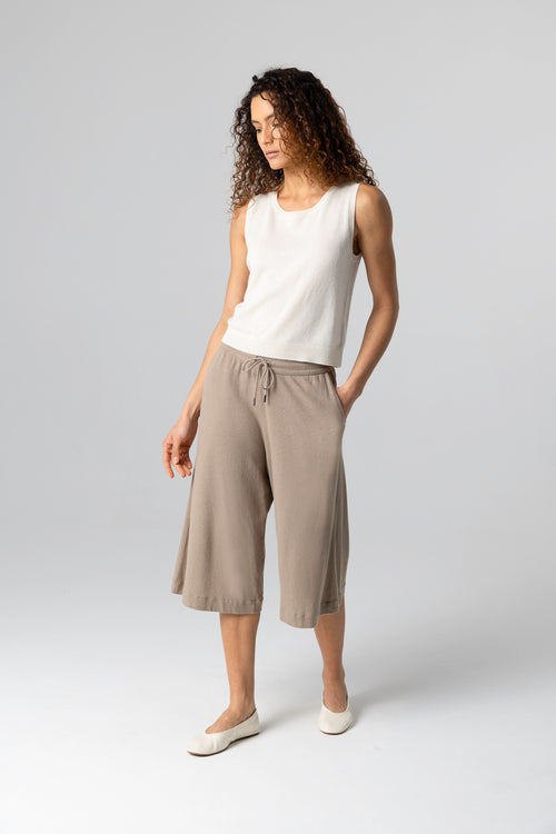 Coffee Latte Shorts in Cotton / Linen - MAJESTIC FILATURES