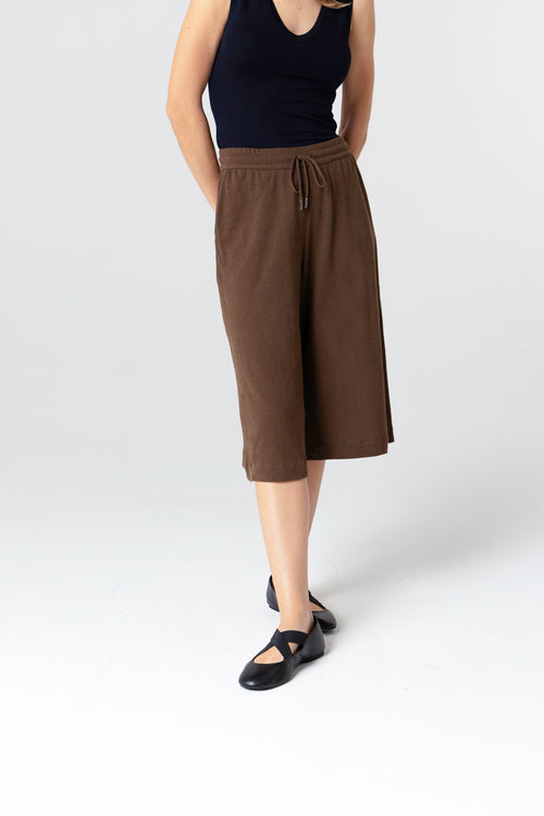 Shorts marron foncé en Coton / Lin - MAJESTIC FILATURES