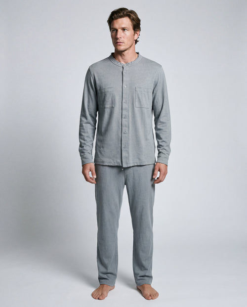 Hose aus Baumwolle/Leinen in Grau - MAJESTIC FILATURES