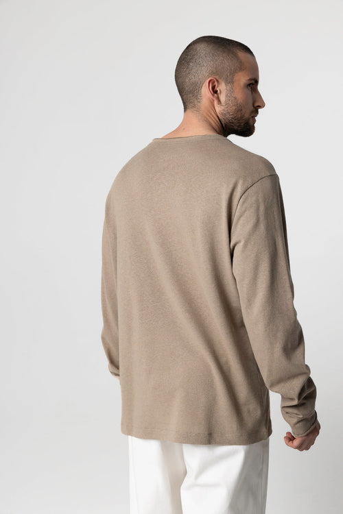 Tunisien Coffee Latte Manches Longues en Coton / Lin - MAJESTIC FILATURES