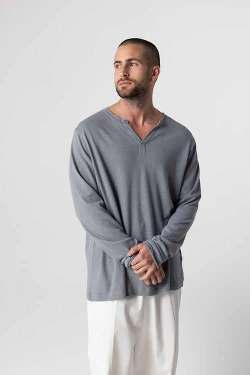 Tunisien Gris Manches Longues en Coton / Lin - MAJESTIC FILATURES