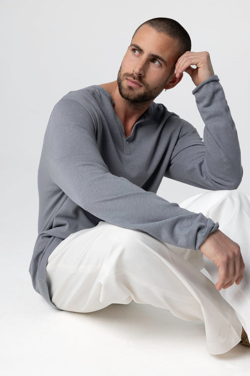 Tunisien Gris Manches Longues en Coton / Lin - MAJESTIC FILATURES