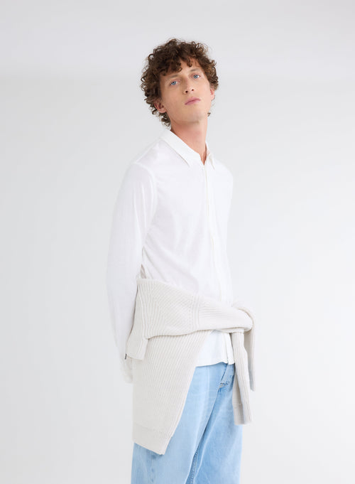 White Long Sleeve Shirt - MAJESTIC FILATURES