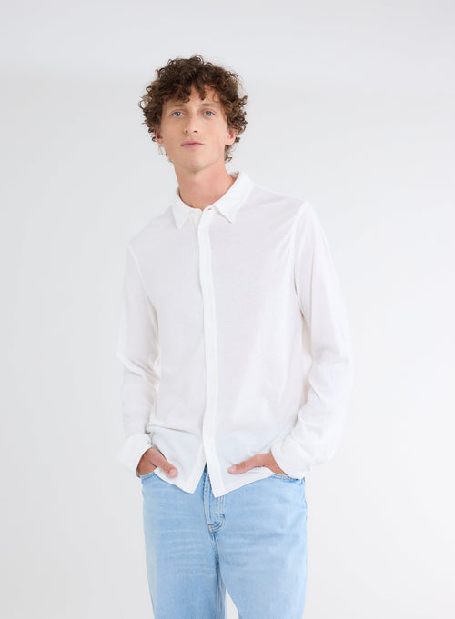 White Long Sleeve Shirt - MAJESTIC FILATURES