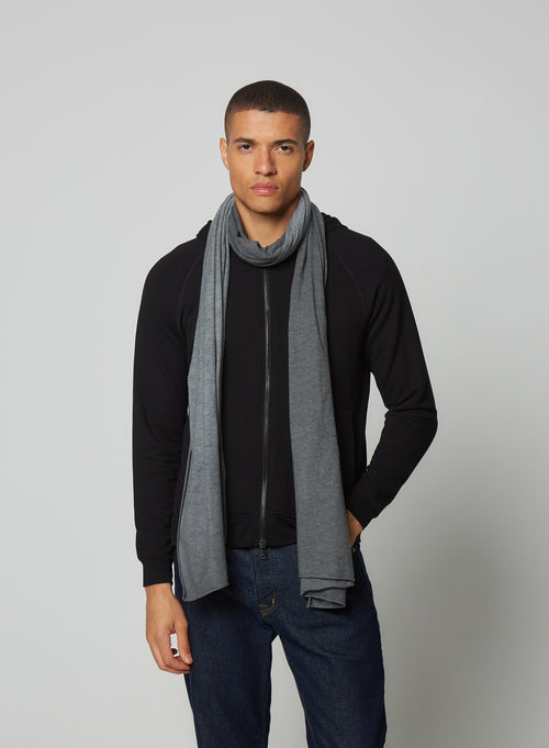 Grey Cotton/Cashmere Scarf - MAJESTIC FILATURES