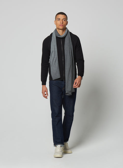 Grey Cotton/Cashmere Scarf - MAJESTIC FILATURES