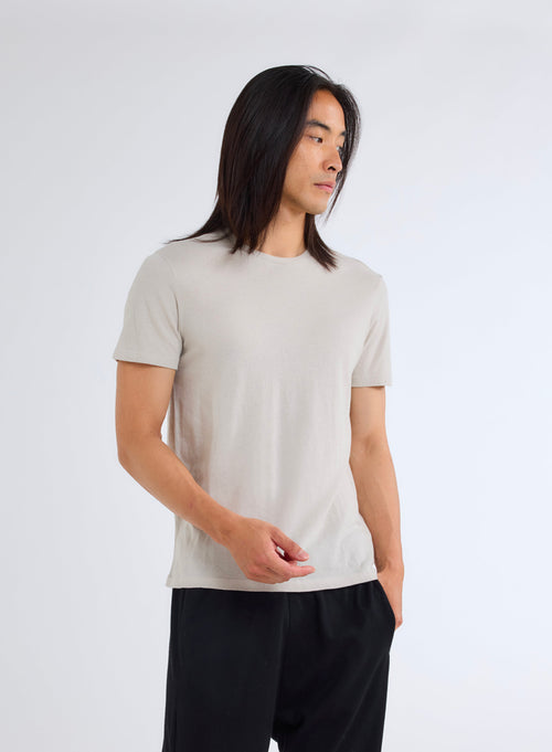 Camiseta gris Cuello redondo Manga corta  - MAJESTIC FILATURES