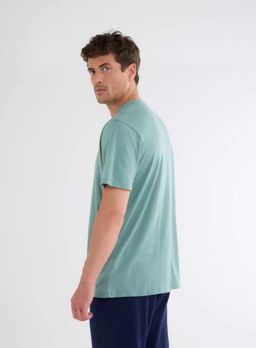 Green Round Neck Short Sleeve T-shirt - MAJESTIC FILATURES