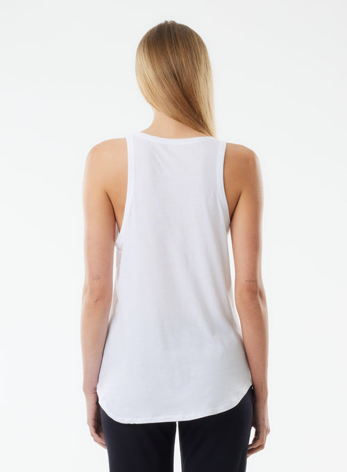 Camiseta de tirantes blanca con cuello en U - MAJESTIC FILATURES