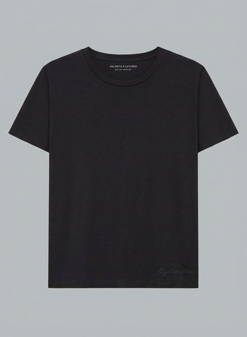 Camiseta negra de cuello redondo y manga corta de algodón orgánico - MAJESTIC FILATURES