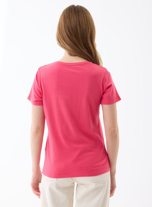 Tee shirt Fuchsia Manches Courtes Col V - MAJESTIC FILATURES