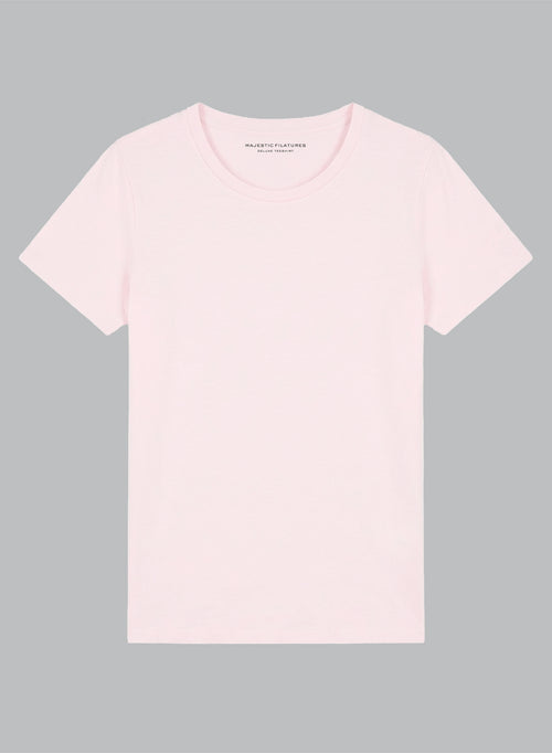 Pink Round-Neck Short-Sleeve Organic Cotton T-shirt - MAJESTIC FILATURES