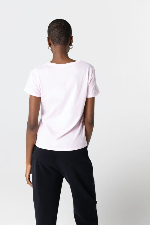 T-shirt Rose Col Rond Manches Courtes en Coton organique - MAJESTIC FILATURES