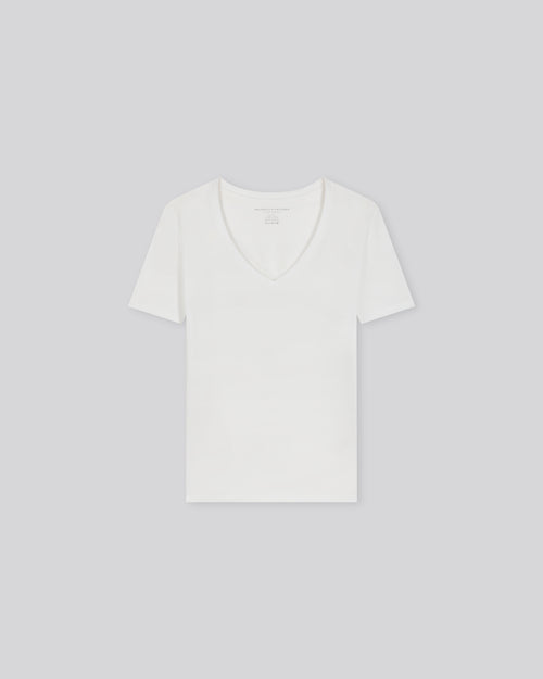 Patty Silk Touch Cotton V-neck T-shirt - MAJESTIC FILATURES