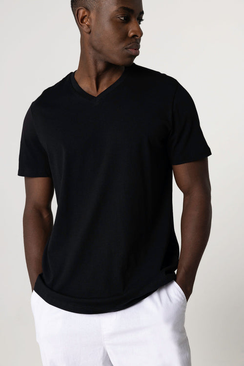 Paul Silk Touch Cotton short sleeve V-neck T-shirt - MAJESTIC FILATURES
