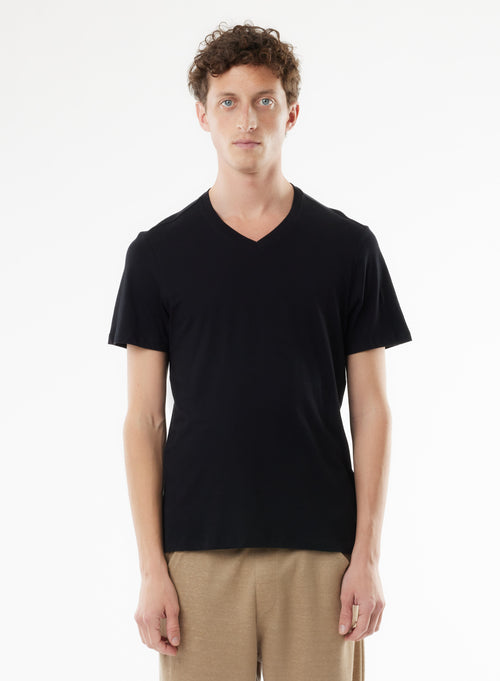 "Paul Silk Touch Cotton short sleeve V-neck T-shirt" - MAJESTIC FILATURES