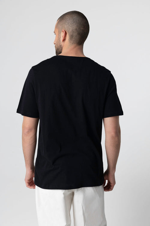 T-shirt Noir Col Rond Manches Courtes en Coton organique - MAJESTIC FILATURES