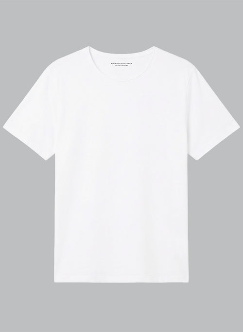 T-shirt Blanc Col Rond Manches Courtes en Coton organique - MAJESTIC FILATURES