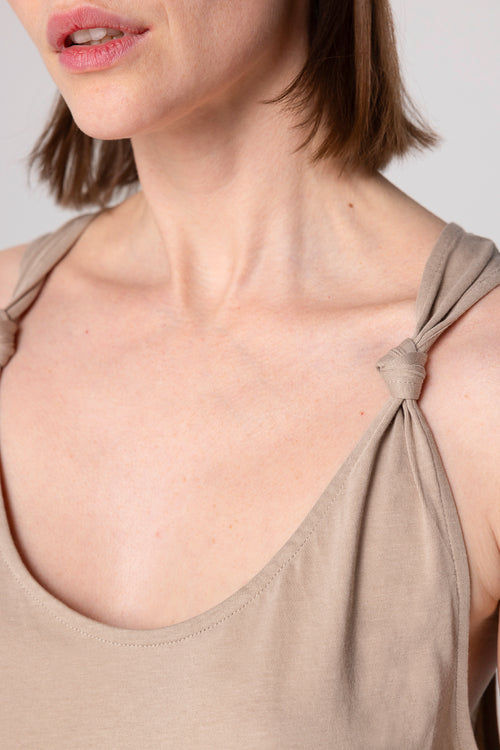 Débardeur Beige Col Rond Sans Manches en Coton supima - MAJESTIC FILATURES