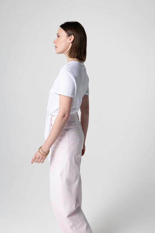 Camiseta blanca cuello redondo y manga corta de algodón Supima - MAJESTIC FILATURES