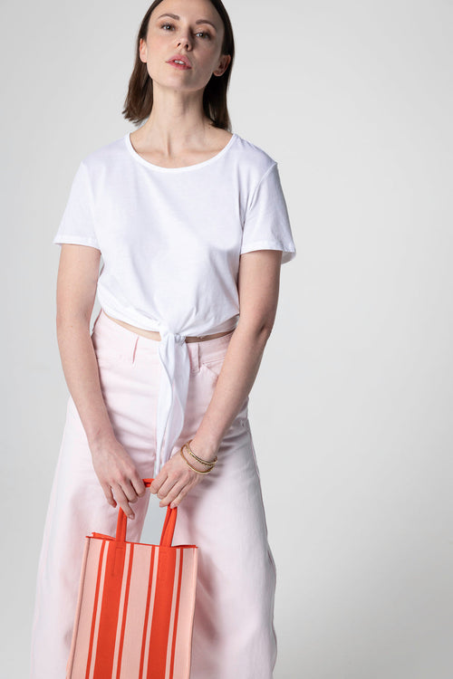 Camiseta blanca cuello redondo y manga corta de algodón Supima - MAJESTIC FILATURES