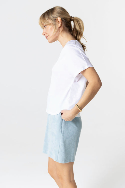 Camiseta blanca cuello en V y manga corta de algodón Supima - MAJESTIC FILATURES