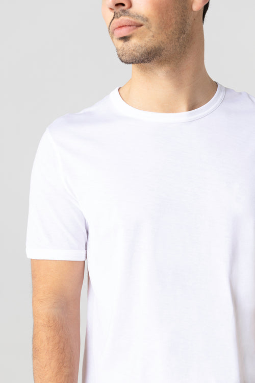 T-shirt Blanc Col Rond Manches Courtes en Coton supima - MAJESTIC FILATURES