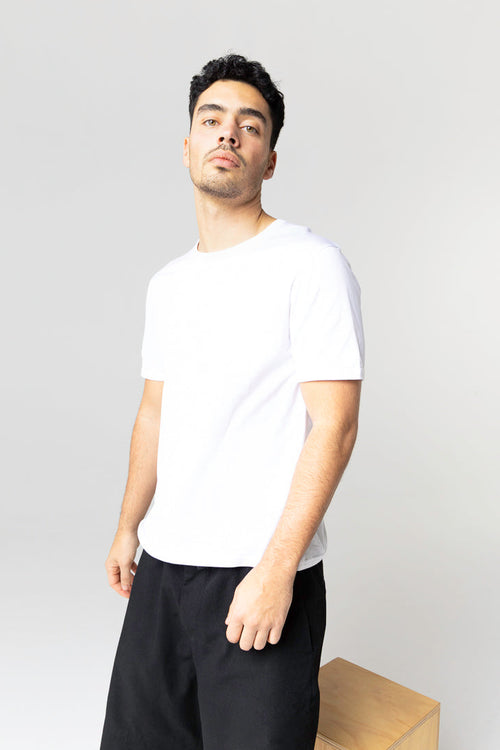 T-shirt Blanc Col Rond Manches Courtes en Coton supima - MAJESTIC FILATURES