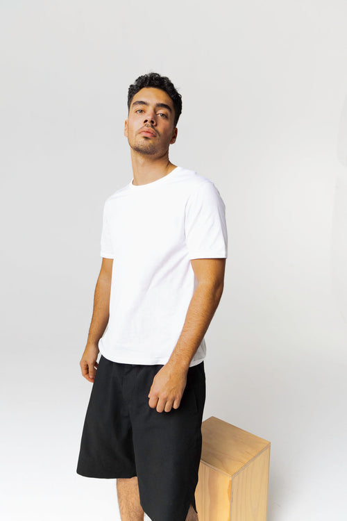 White Round Neck Short Sleeve T-shirt in Supima Cotton - MAJESTIC FILATURES