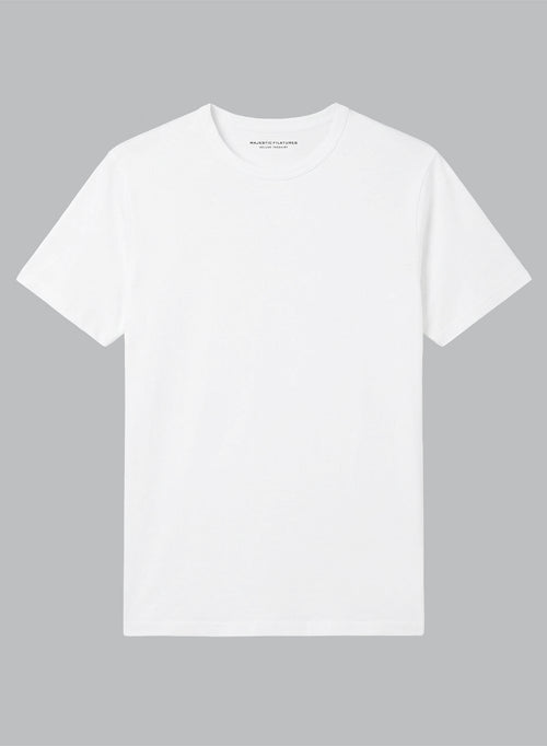 White Round-Neck Short-Sleeve Supima Cotton T-shirt - MAJESTIC FILATURES