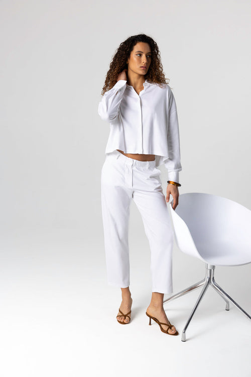 Chemise Blanche Manches Longues en Coton Supima - MAJESTIC FILATURES