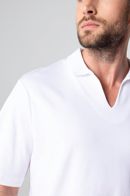 Polo Blanc Manches Courtes en Coton supima - MAJESTIC FILATURES