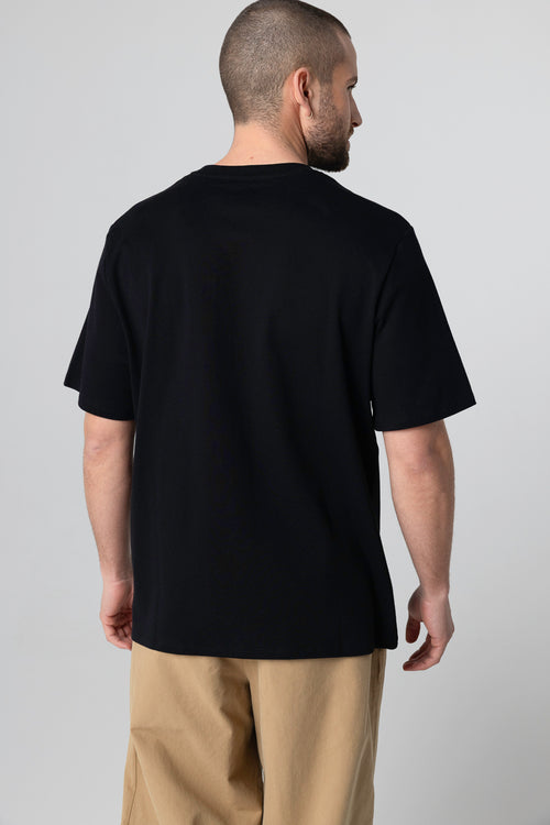 T-shirt Noir Col Rond Manches Courtes en Coton supima - MAJESTIC FILATURES