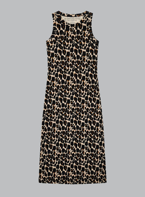 Vestido sin mangas cuello redondo en algodón / elastano color crudo jaspeado - MAJESTIC FILATURES