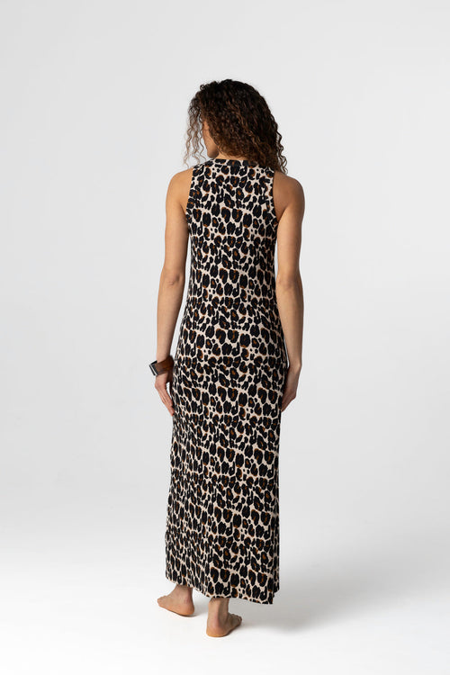 Vestido sin mangas cuello redondo en algodón / elastano color crudo jaspeado - MAJESTIC FILATURES