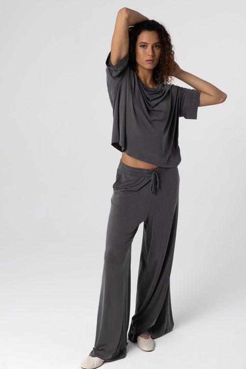 Dark Gray Pants in Cupro / Elastane - MAJESTIC FILATURES