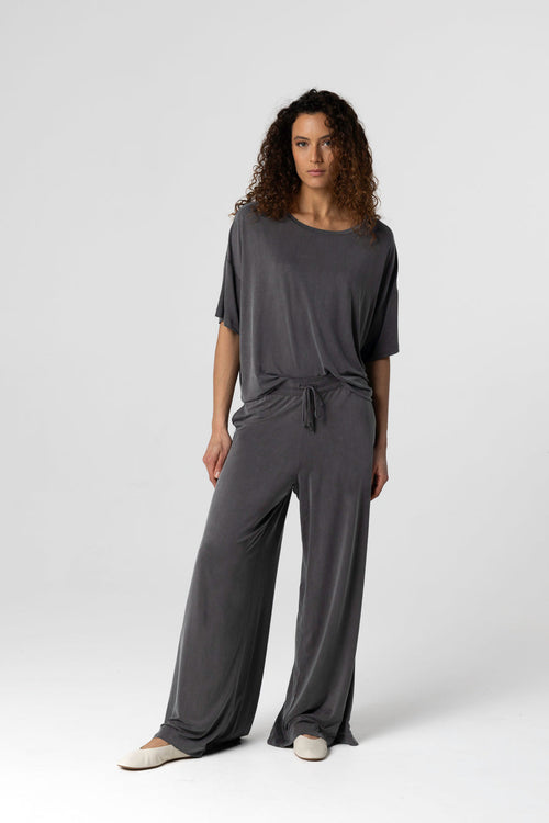 Pantalon Gris foncé en Cupro / Elasthanne - MAJESTIC FILATURES